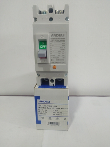 Breaker Caja Moldeada 2 Polos 100 Amp. Andeli