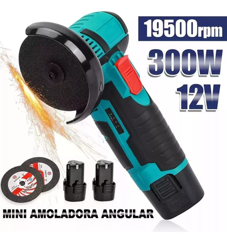 Esmeril Galletero Angular Inalámbrico Recargable + 2 Discos
