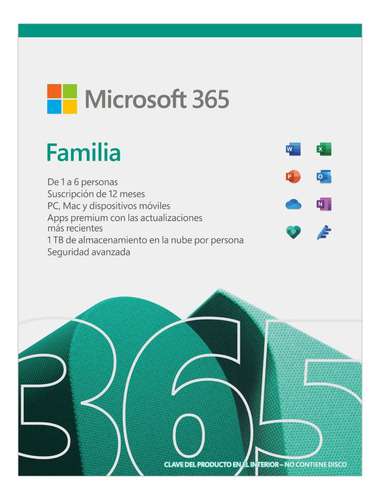 Microsoft Office 365 Familia 6 Usuarios 12 Meses