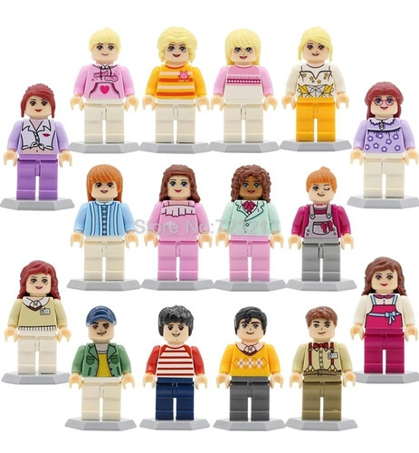 16 Bonecos Minifigures  Estudantes Da Escola