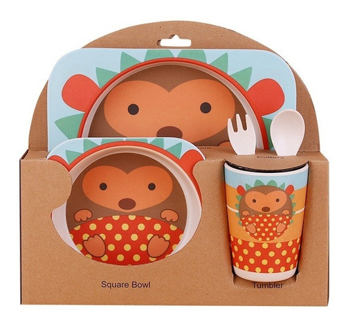 Set De Bamboo Alimentacion Bebe 5 Piezas