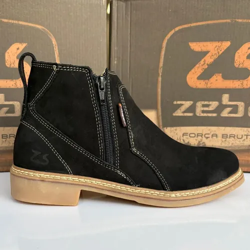 小物 JULIUS 937ACU9 Black / Mechanical Groves Botina Zebu Masculino Couro Zíper Lateral Palmilha Gel