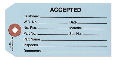 Etiquetas Colgantes Inspección - Accepted Azules-1,000/paq