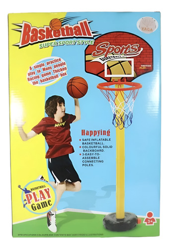 Juego Tablero Canasta De Basketball Plástico Con Balón Niños