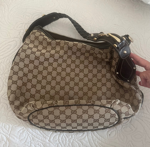 Bolsa Gucci Original Marrom-claro Logotipo Ouro Marrom