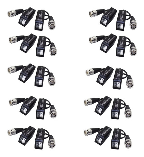 Pack 10 Balun Ahd Cvi Tvi Hd Cctv Cable Utp Bnc Camara Video