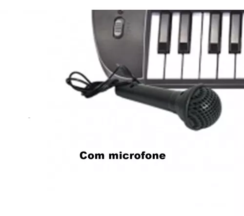Teclado Musical Infantil com Microfone Preto no Atacado