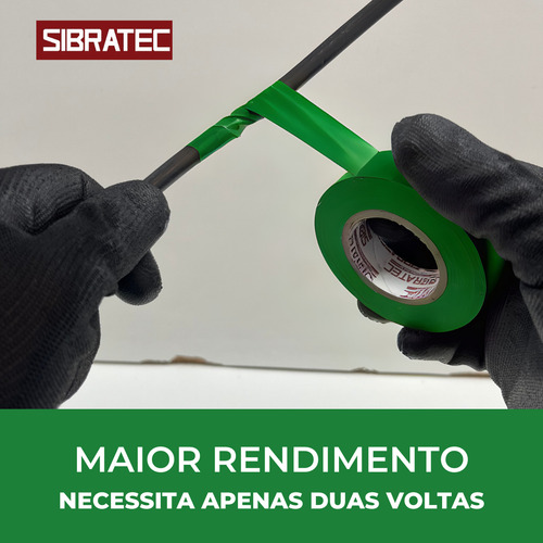 Kit 10 Fita Isolante Verde 20 Metros Sibratec Uso Geral