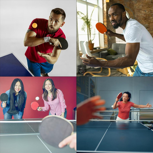 Double Fish Ping Pong Paddle Set Of 4, 6 Ping Pong Balls ...