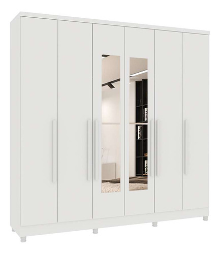 Guarda-roupa Casal Com Espelho Veneza 6 Pt 4 Gv Neve Cor Branco