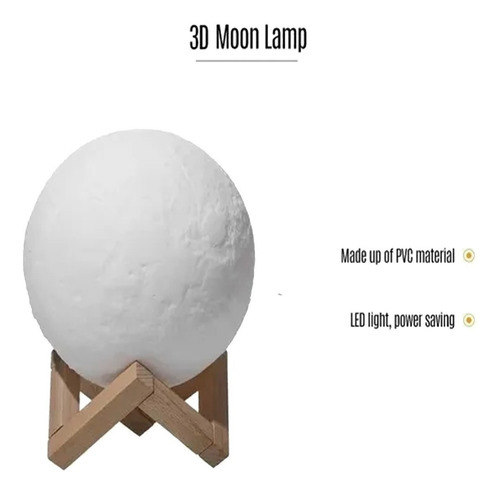 Luminária Lua Cheia 3d Abajur Touch 15cm Cores Touch