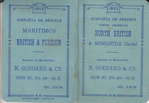 1953 Libreta Compañia Seguros North British & Mercantile Ltd