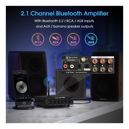Amplificador Bluetooth De Canal Douk Ns-14g Pro 21, De 600w