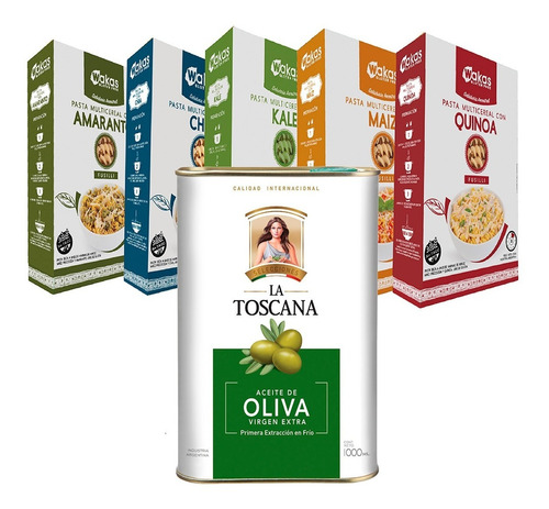 Pack 5 Fusilli Wakas Sin Tacc + Aceite De Oliva La Toscana