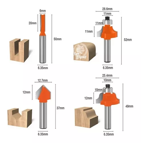 Juego Set De Fresas Kit Router Para Madera 12 Pz Harden