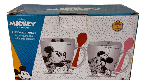Juego De Tazas De Cerámica De Mickey Y Minnie Color Blanco Blanco Mickey