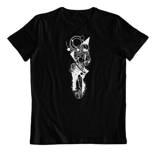 Polera Negra Algodon - Dtf - Astronauta Robando El Universo