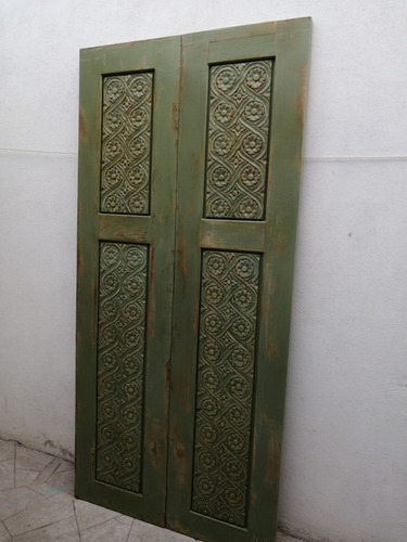 Puerta Abatible De Madera Tipo Vintage Tallada 