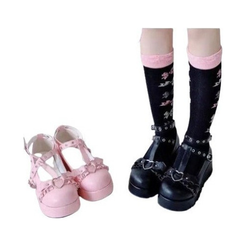 Lindos Zapatos De Plataforma Gótica Lolita [u]