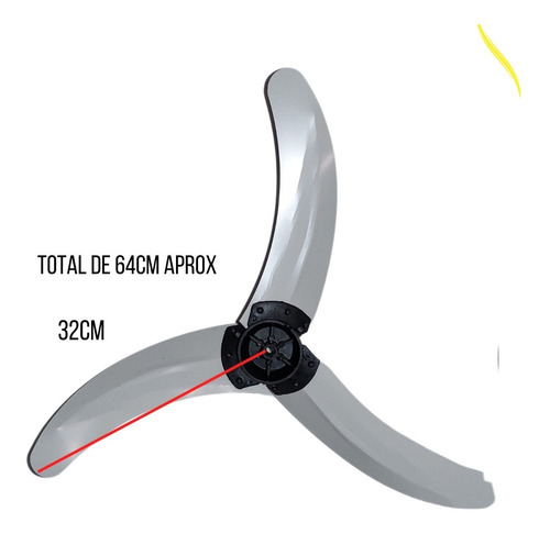 Imagen 3 de 5 de Pala Aspa Ventilador Industrial 26 Pulgadas Eje 12mm Chaveta