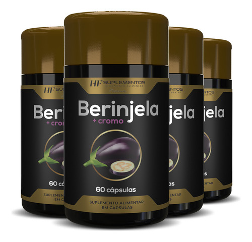 4x Berinjela + Cromo Premium 1000mg 60caps Hf Suplements