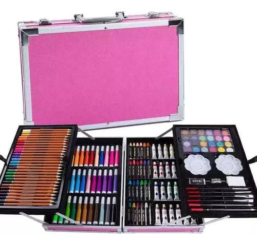 Imagen 1 de 9 de Kit Lapices Con Maleta Aluminio 145 Piezas