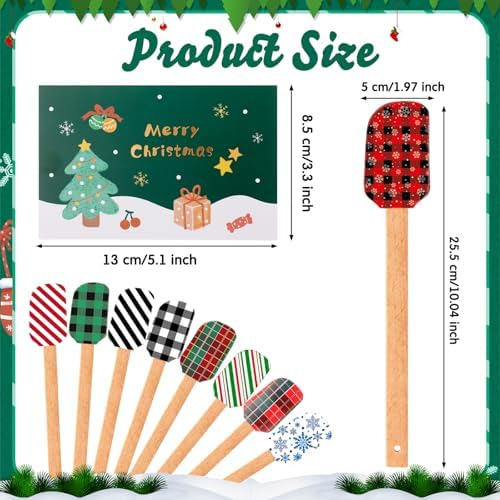 Juego De 8 Espátulas De Silicona Navideñas Con Patrón De Pap