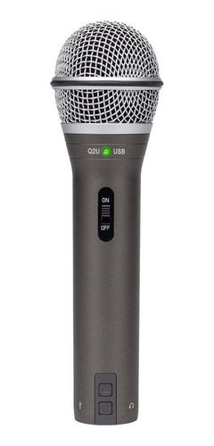 Imagem 3 de 3 de Microfone Samson Q2U dinâmico cardióide cinza