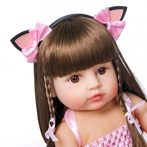 Imagem 5 de 6 de Boneca Reborn Bebê 100% Silicone Panda Olho Castanho Ig-510