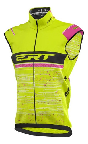 Colete Corta Vento Ciclismo Ert Team Unissex Amarelo/rosa