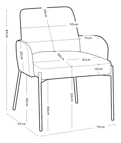 Silla Sillon Roma Base Black Importado Pana Negro Gris Claro