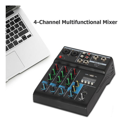 Mezclador Usb Jiy De 4 Canales Con Efectos Y Bt Para Uso Dom