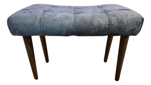 Reposapiés Puff Capitone, patas de madera maciza gris