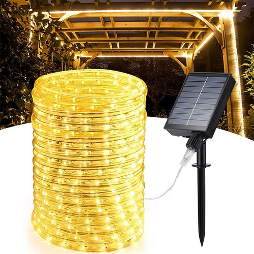 Imagen 4 de 11 de Pack X2 Luz Guirnalda Hada Solar 100 Led Luz Cálida Oferta