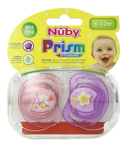 Imagen 1 de 2 de Nuby Pack De 2 Chupetes De Ortodoncia Prism, 6-12 Meses