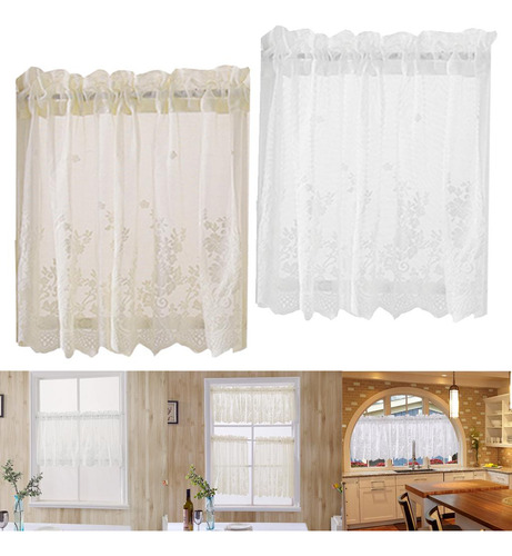 New 2pcs Media Cortina Cenefa De Ventana Corta For Cubrir La