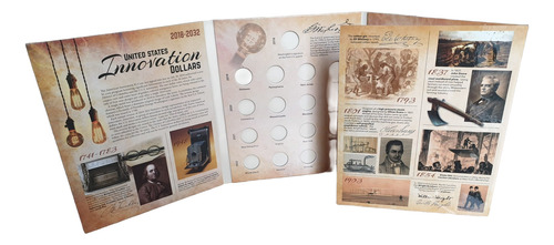 Álbum Coleccionador P/monedas Dólar Innovadores 25 Cm Alt.