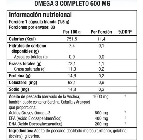 Omega 3 Completo Jamieson 600mg 80 Cápsulas Blandas