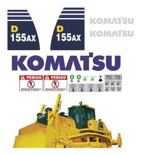 Kit Adesivos Trator De Esteira Para Komatsu D155ax 20794 Cor Azul