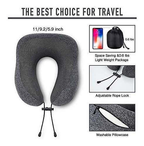 Almohada De Viaje Mlvoc, 100% Espuma Viscoelástica Pura, Cóm