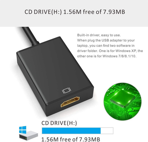 Usb A Hdmi Adaptador Usb A Hdmi P Graficas De Video...