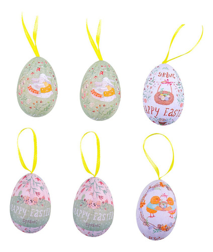 6x Adornos De Huevos De Pascua Colgantes Huevos De Estilo B
