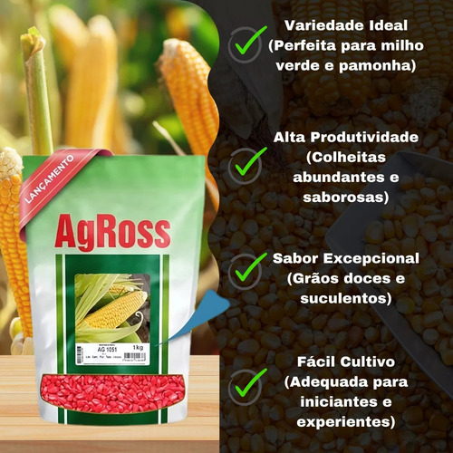 Semente Milho Doce 1051 Agroceres 1kg Alta Qualidade