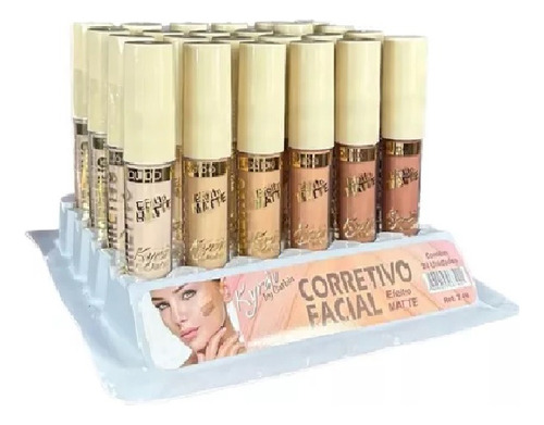 Display 30 Corretivo Líquido Facial Efeito Matte Kit Atacado Tom 6 Cores