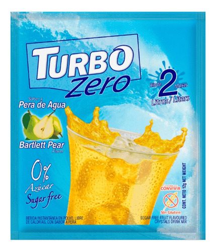 Turbo Zero Jugo De Pera Sin Gluten Caja 10 Sobres