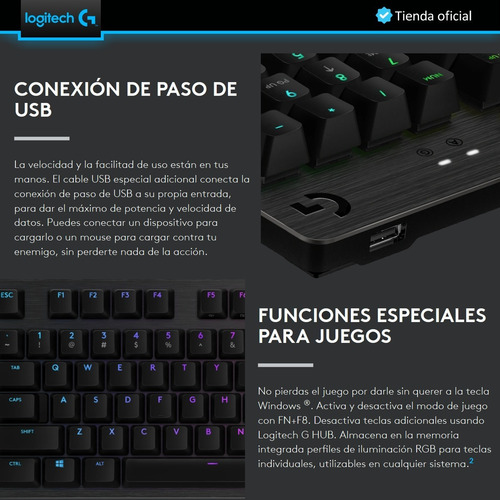 Logitech G513 Carbón, Teclado Gamer Mecánico / Rgb Lightsync