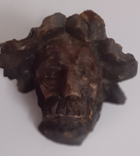 Talla Escultura Original En Madera: Rostro De Hombre Madera (Usado)
