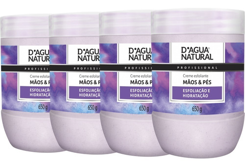 4un Esfoliante Mãos Pés Óleo Semente Uva 650g D'agua Natural