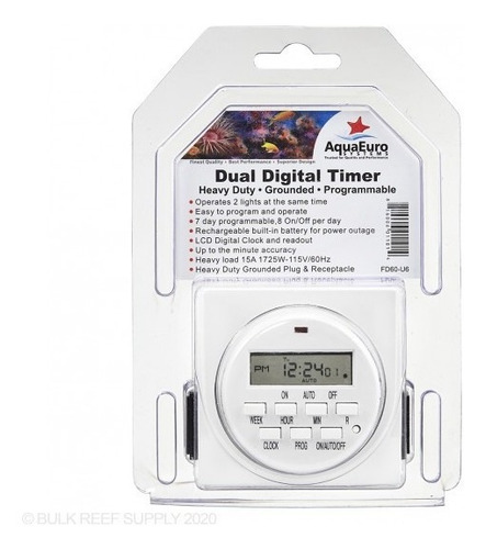 Timer Dual Digital Aquaeuro Para Pecera Marino