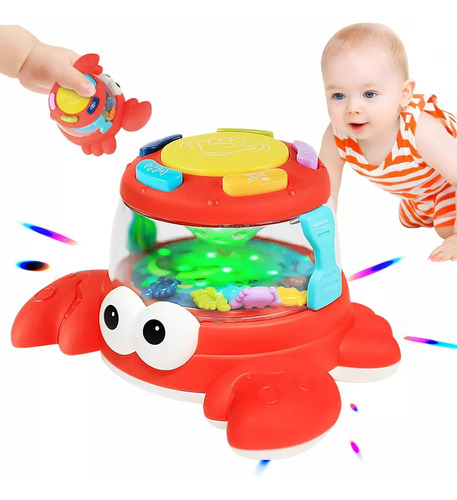 Juguete Musical Animales Multiples Sonidos Y Luces Para Bebe Color Cangrejo